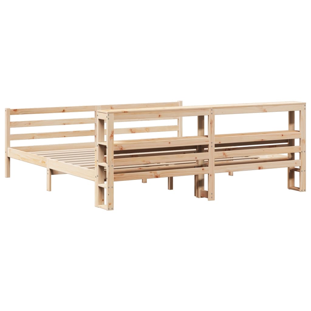 Giroletto con Testiera 200x200 cm in Legno Massello di Pino - homemem39