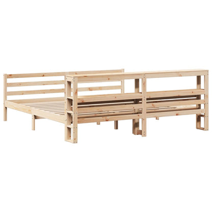 Giroletto con Testiera 200x200 cm in Legno Massello di Pino - homemem39