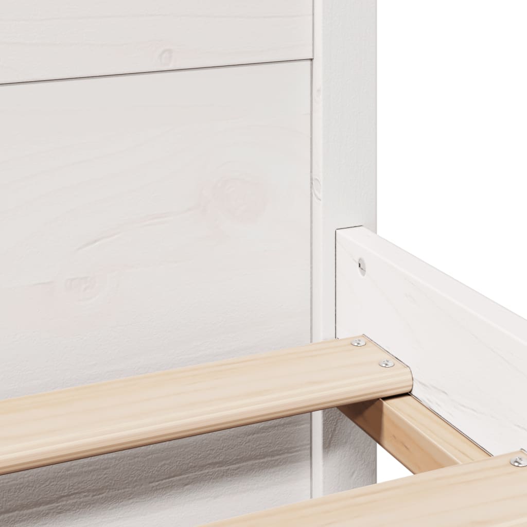 Giroletto con Testiera Bianco 75x190 cm Legno Massello di Pino