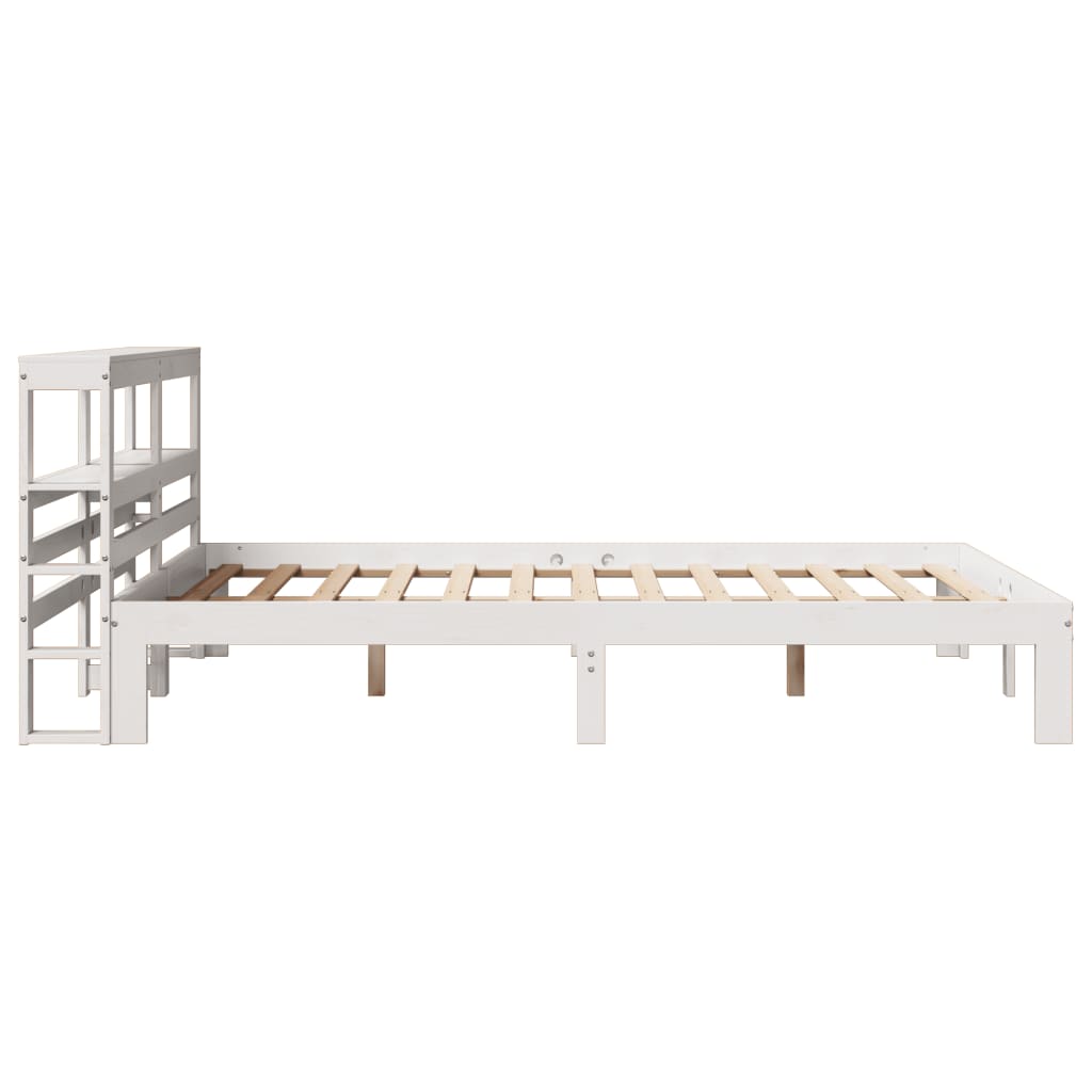 Giroletto con Testiera Bianco 135x190 cm Legno Massello di Pino - homemem39