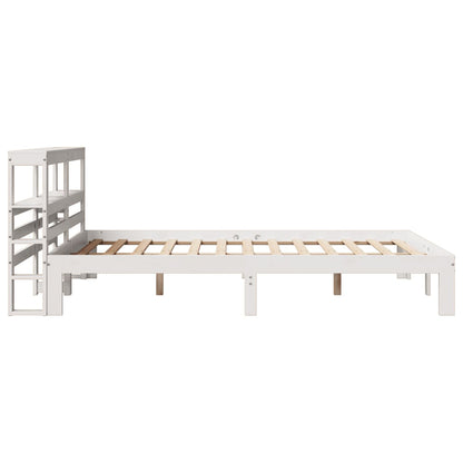 Giroletto con Testiera Bianco 135x190 cm Legno Massello di Pino - homemem39