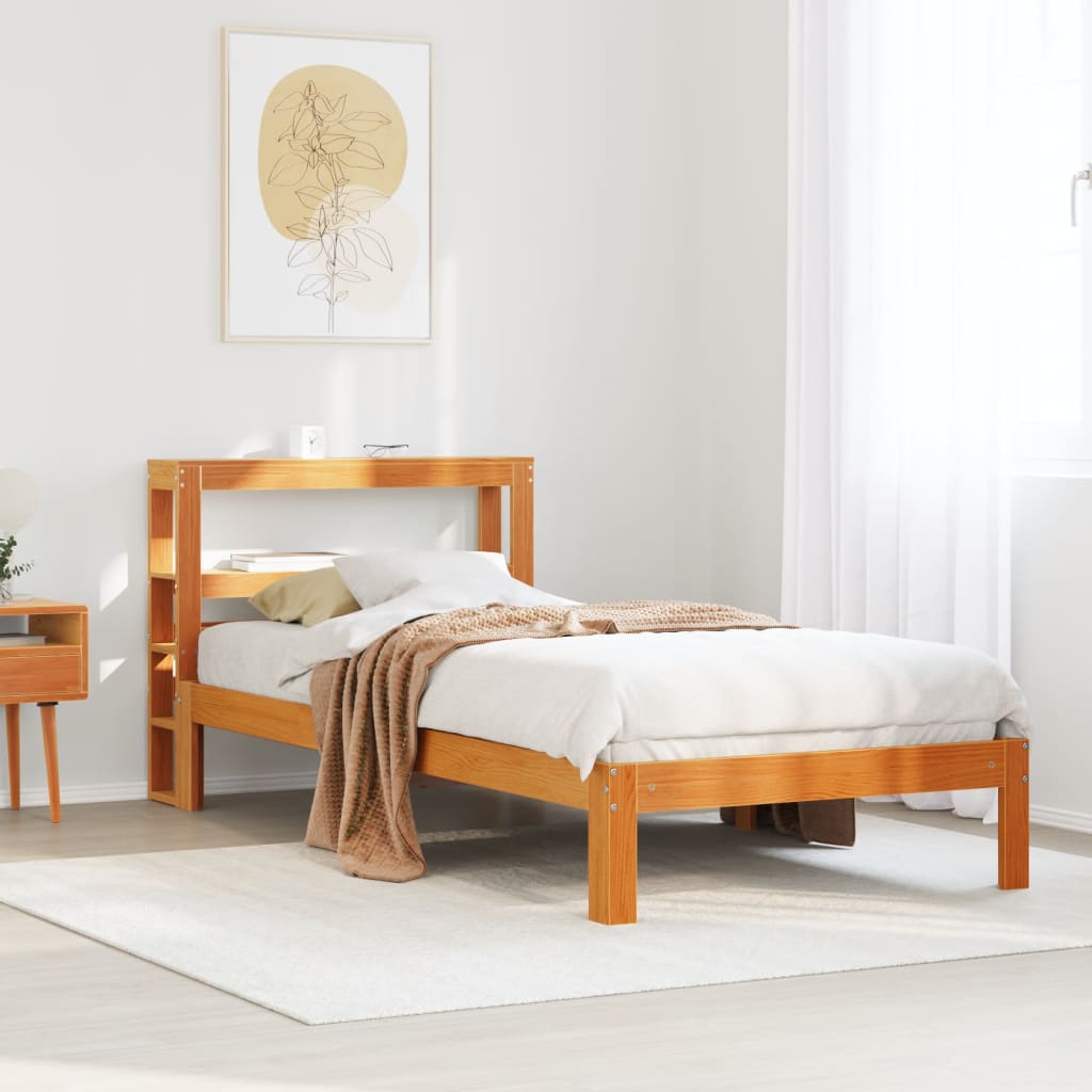 Letto senza Materasso Marrone Cera 75x190 cm in Legno di Pino | homemem39
