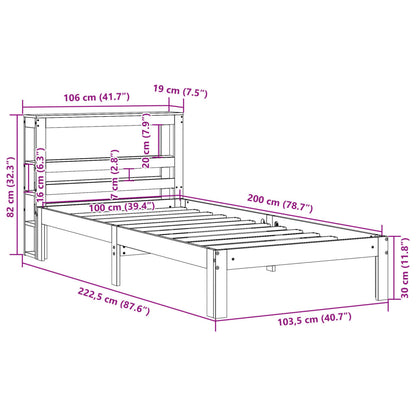 Letto senza Materasso Marrone Cera 100x200 cm in Legno di Pino