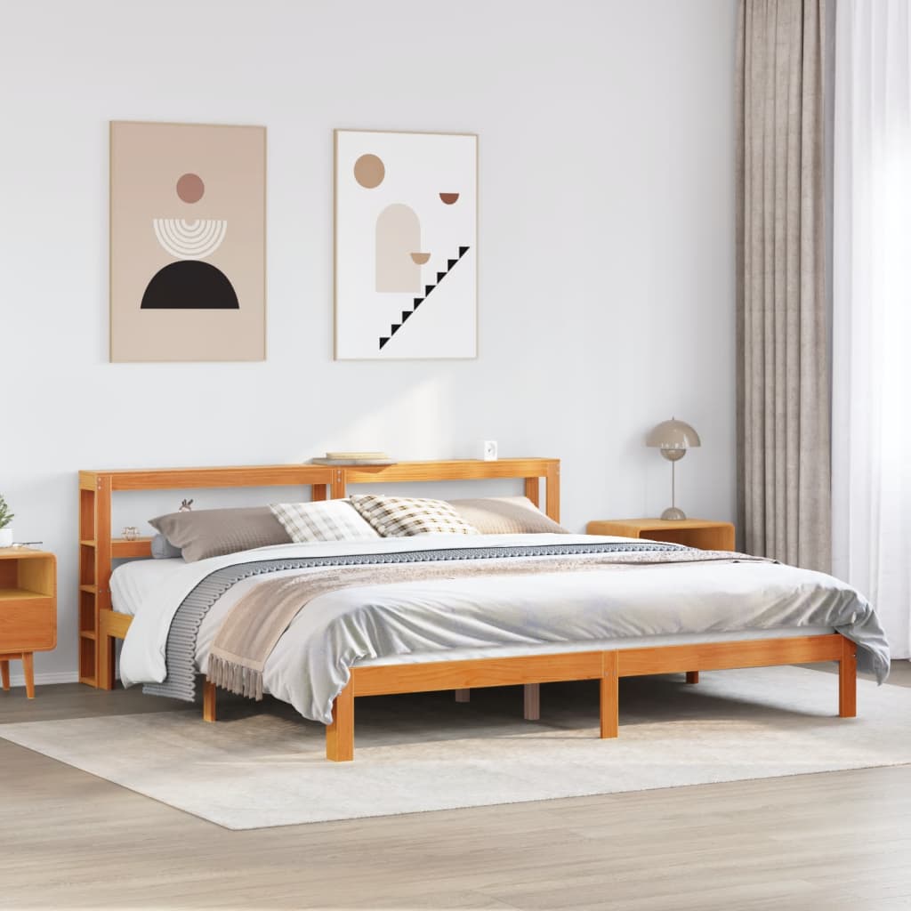 Letto senza Materasso Marrone Cera 180x200 cm in Legno di Pino - homemem39