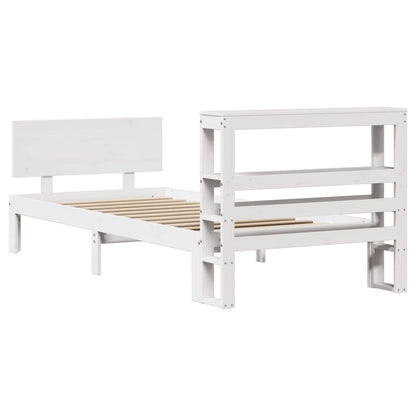 Giroletto con Testiera Bianco 75x190 cm Legno Massello di Pino - homemem39