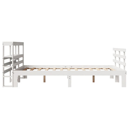 Giroletto con Testiera Bianco 135x190 cm Legno Massello di Pino - homemem39