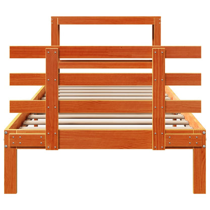 Giroletto con Testiera Marrone Cera 75x190 cm Massello Pino - homemem39