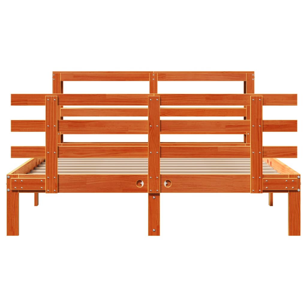 Giroletto con Testiera Marrone Cera 140x190 cm Massello Pino - homemem39