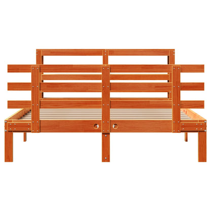 Giroletto con Testiera Marrone Cera 140x190 cm Massello Pino - homemem39