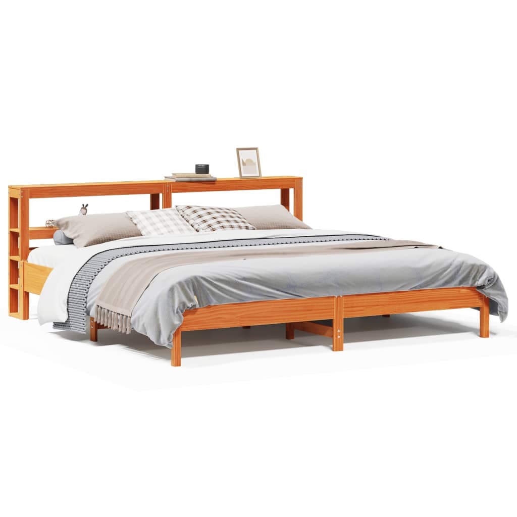 Letto senza Materasso Marrone Cera 200x200 cm in Legno di Pino | homemem39