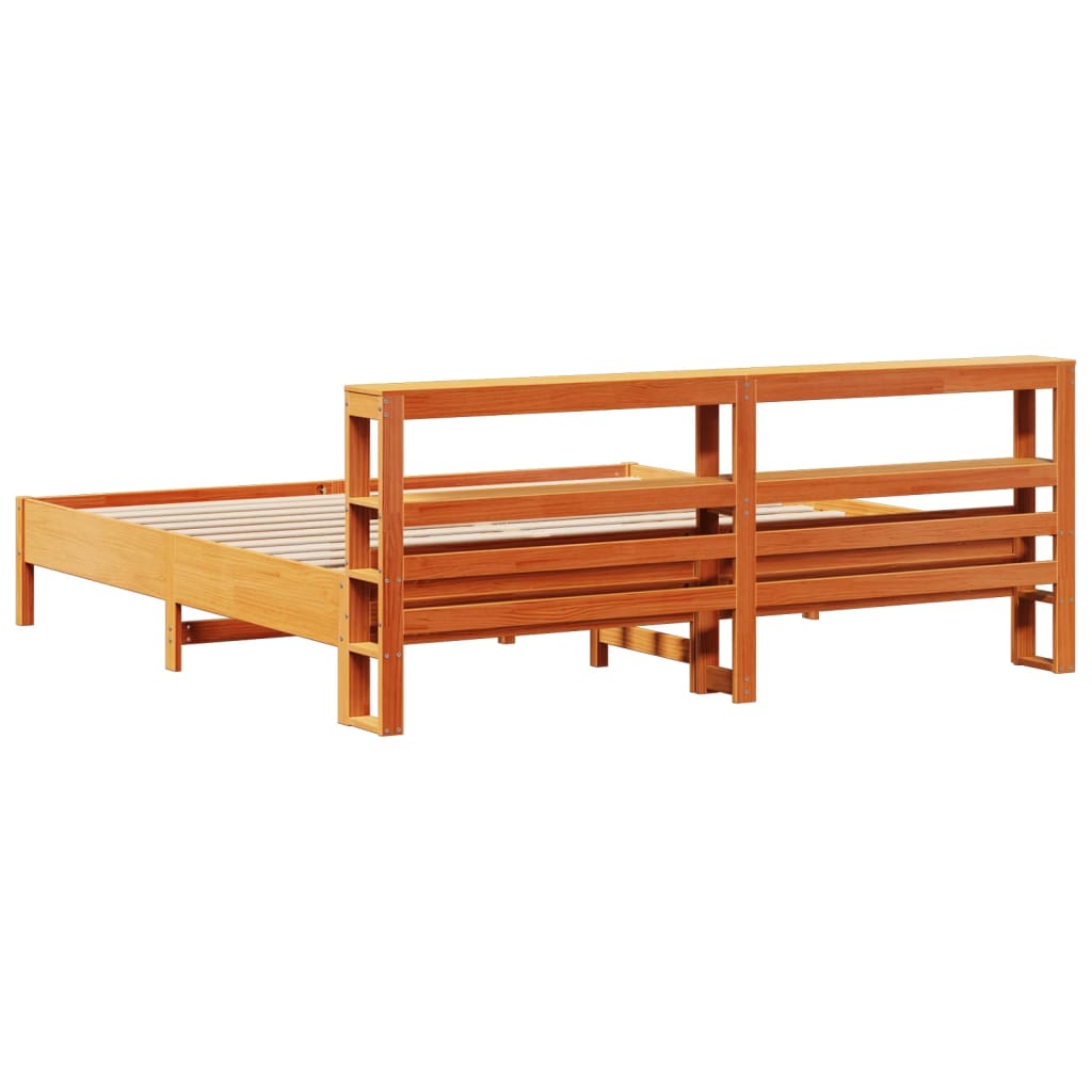 Letto senza Materasso Marrone Cera 200x200 cm in Legno di Pino | homemem39