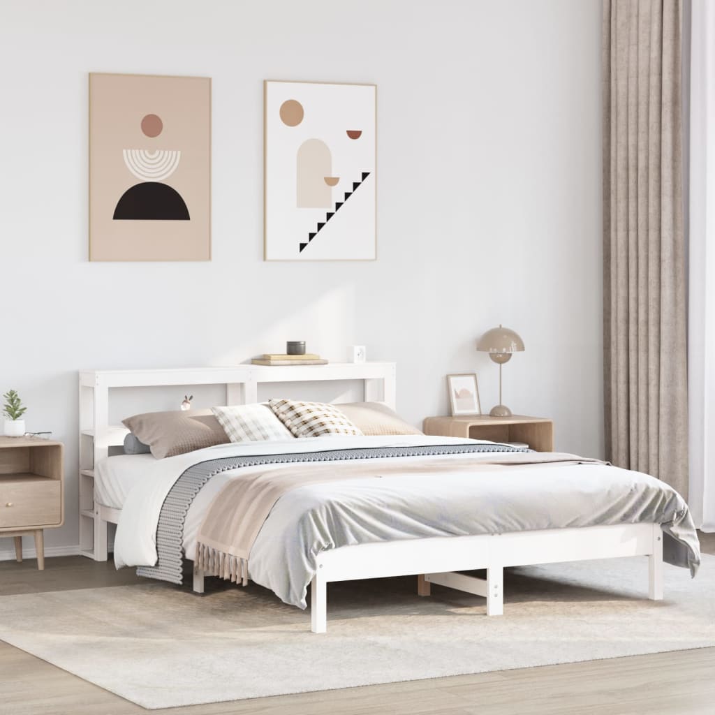 Letto senza Materasso Bianco 160x200 cm Legno Massello di Pino | homemem39