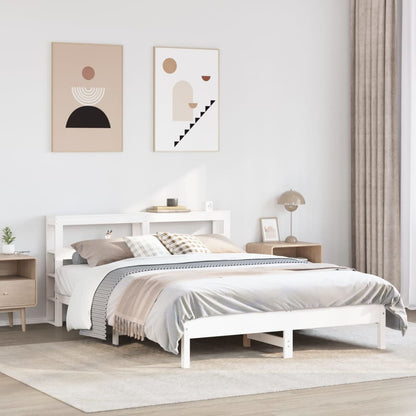 Letto senza Materasso Bianco 160x200 cm Legno Massello di Pino | homemem39