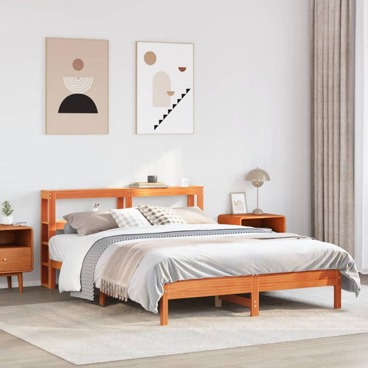 Letto senza Materasso Marrone Cera 160x200 cm in Legno di Pino - homemem39