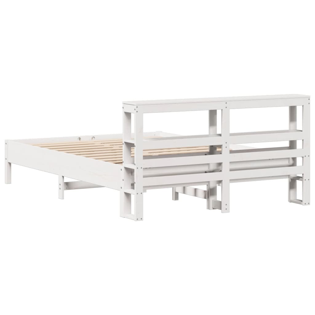 Letto senza Materasso Bianco 140x190 cm Legno Massello di Pino - homemem39