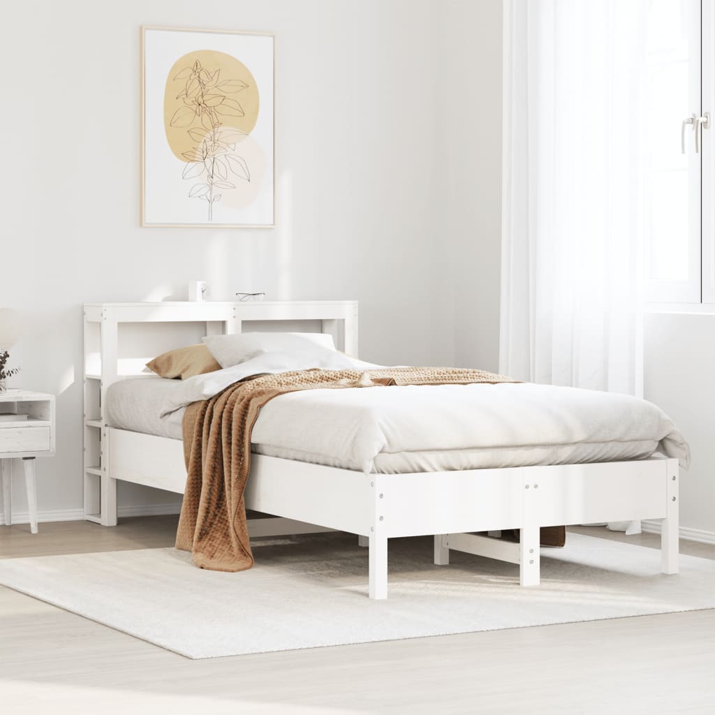 Letto senza Materasso Bianco 75x190 in Legno Massello di Pino - homemem39