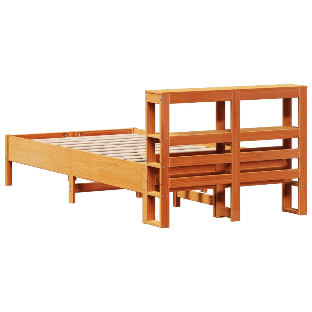 Letto senza Materasso Marrone Cera 75x190 cm in Legno di Pino | homemem39