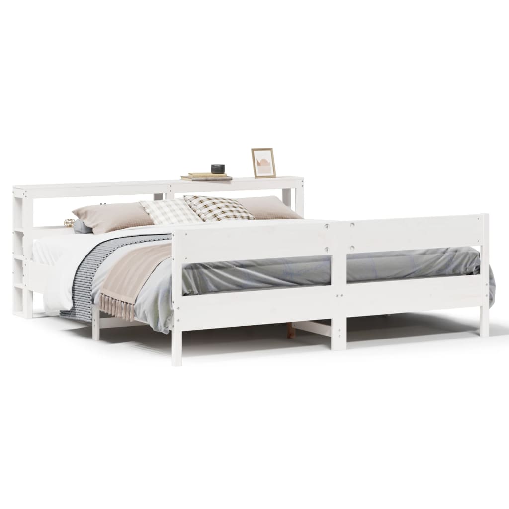 Giroletto senza Materasso Bianco 200x200 cm Legno Massello Pino | homemem39