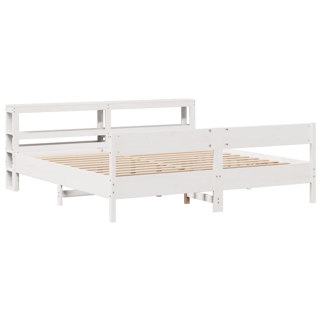 Giroletto senza Materasso Bianco 200x200 cm Legno Massello Pino | homemem39