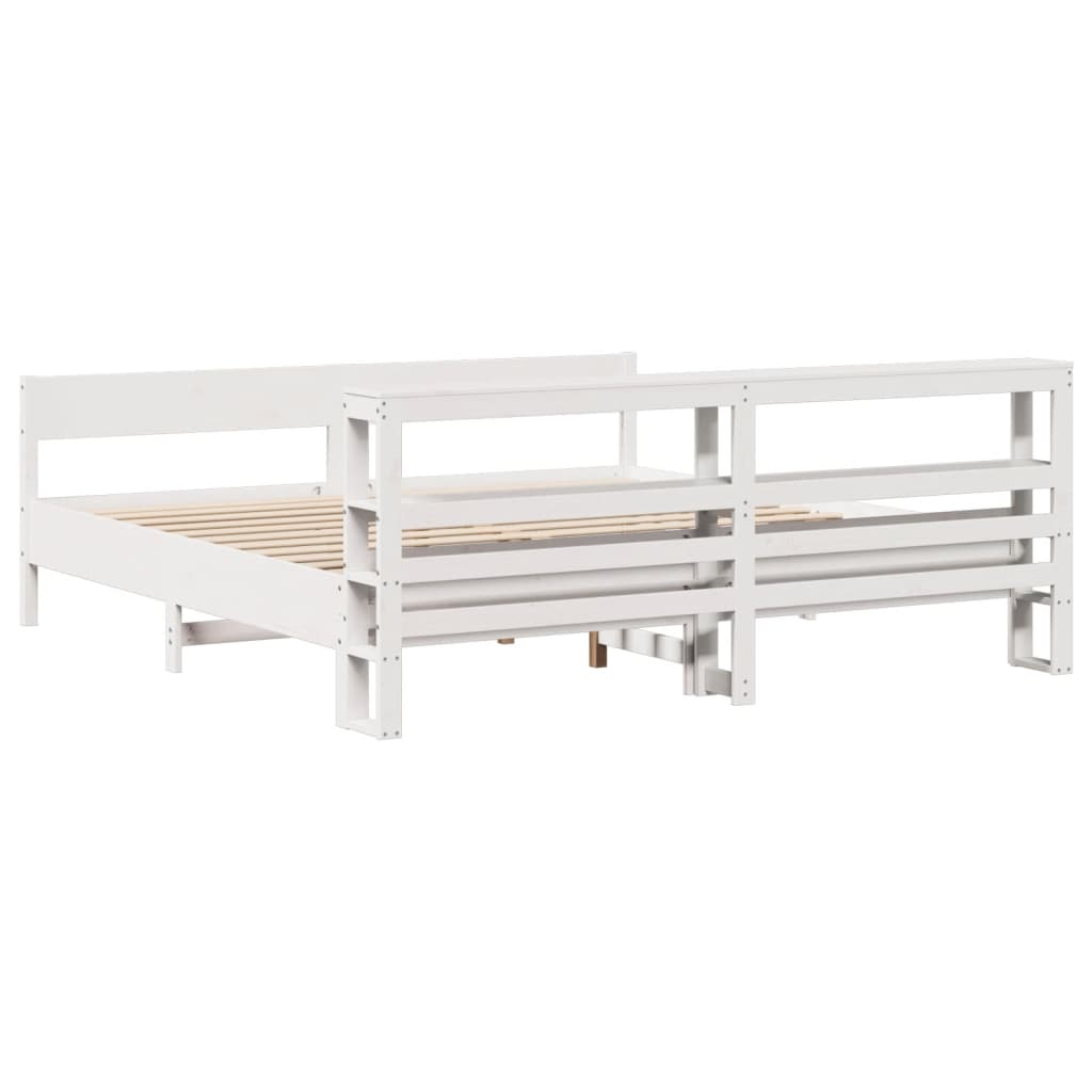 Giroletto senza Materasso Bianco 200x200 cm Legno Massello Pino | homemem39