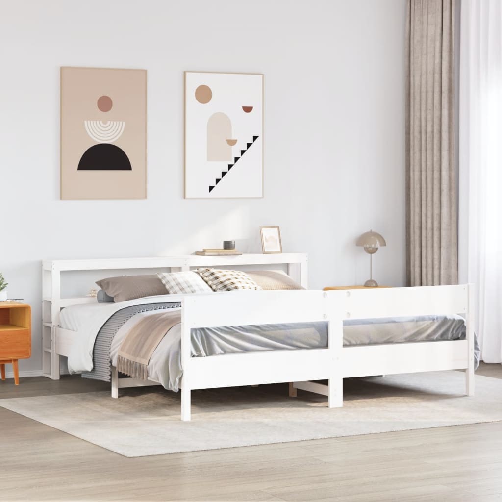 Letto senza Materasso Bianco 180x200 cm Legno Massello di Pino - homemem39
