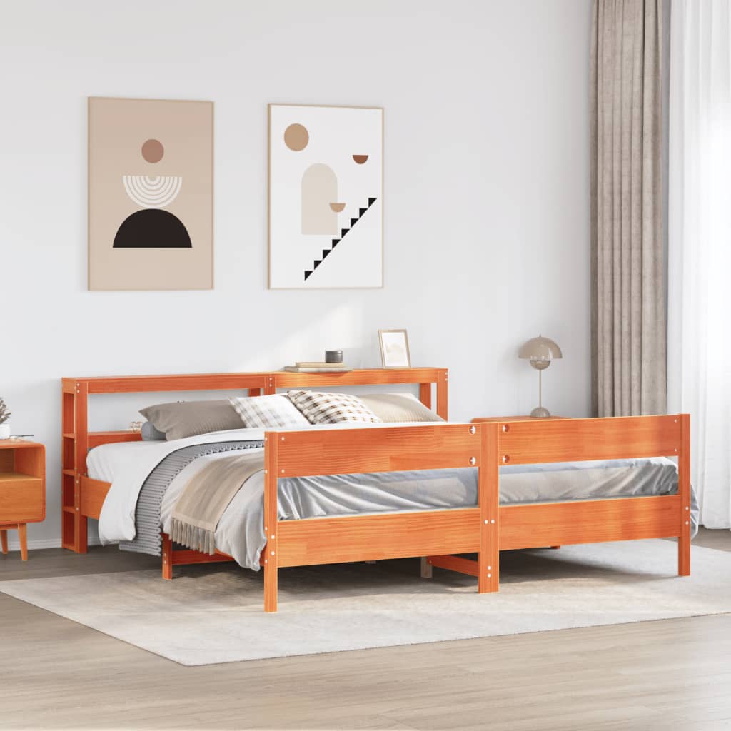 Letto senza Materasso Marrone Cera 180x200 cm in Legno di Pino - homemem39