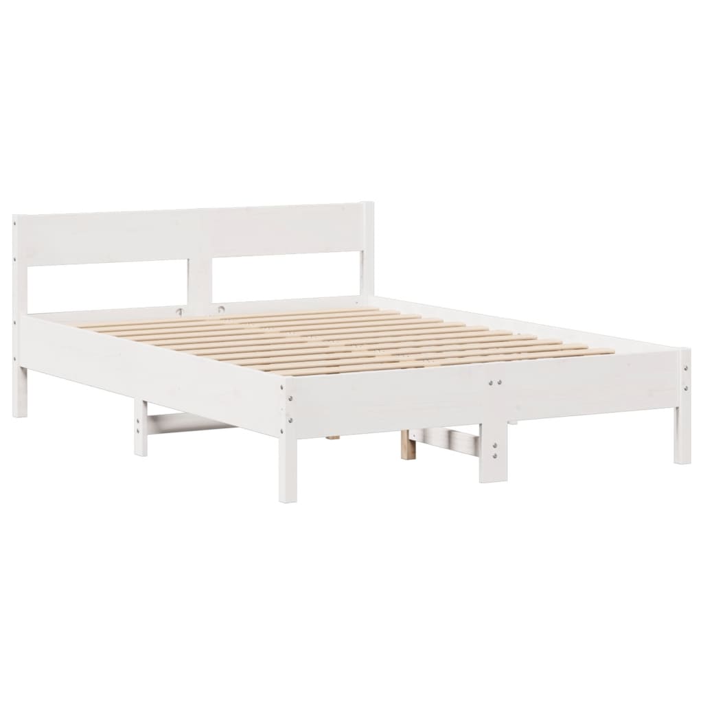 Letto senza Materasso Bianco 150x200 cm Legno Massello di Pino - homemem39