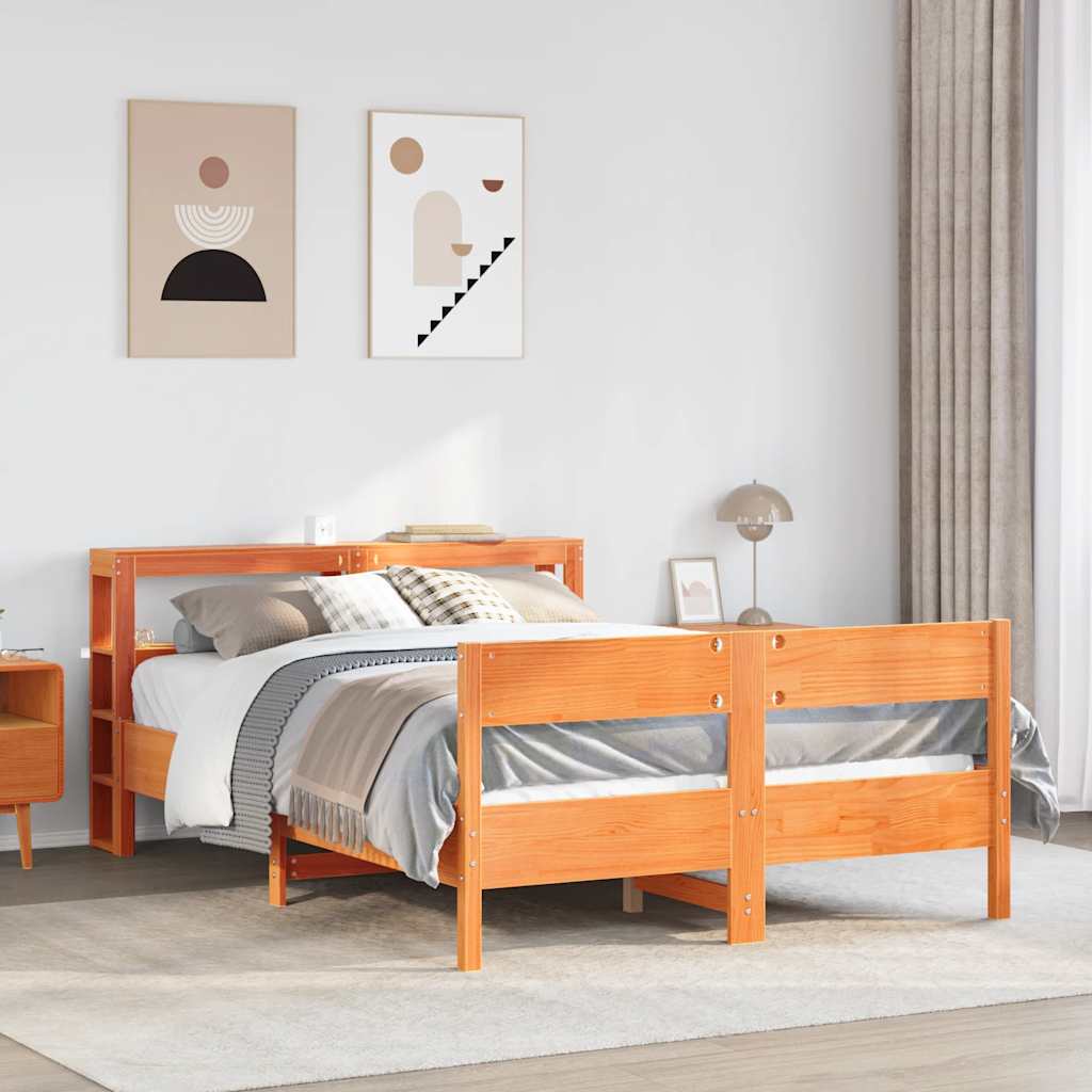 Letto senza Materasso Marrone Cera 140x190 cm in Legno di Pino - homemem39