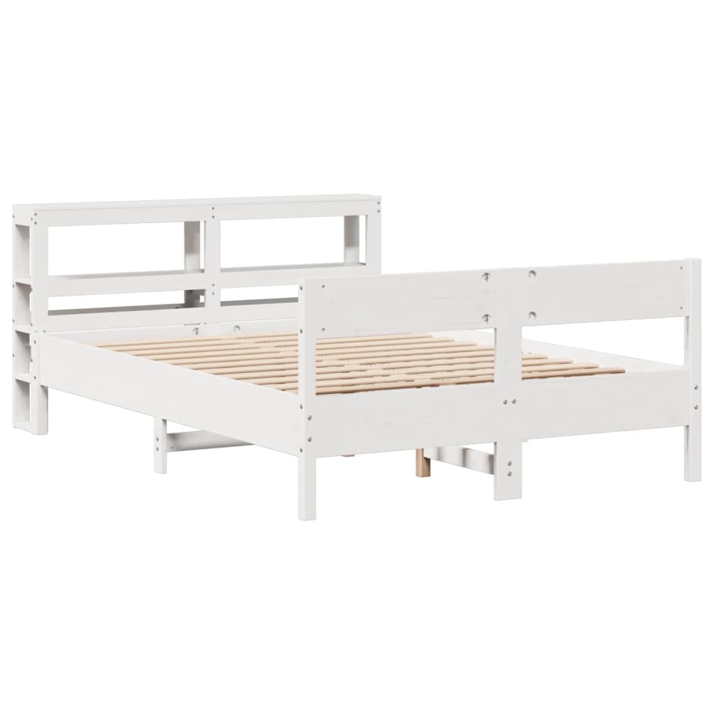 Letto senza Materasso Bianco 135x190 cm Legno Massello di Pino - homemem39