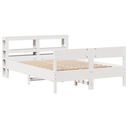 Letto senza Materasso Bianco 135x190 cm Legno Massello di Pino - homemem39