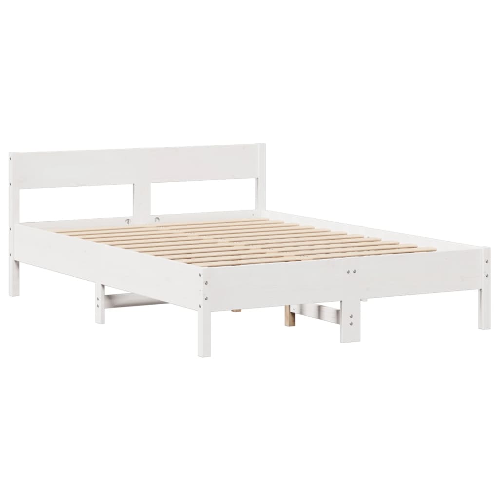Letto senza Materasso Bianco 135x190 cm Legno Massello di Pino - homemem39