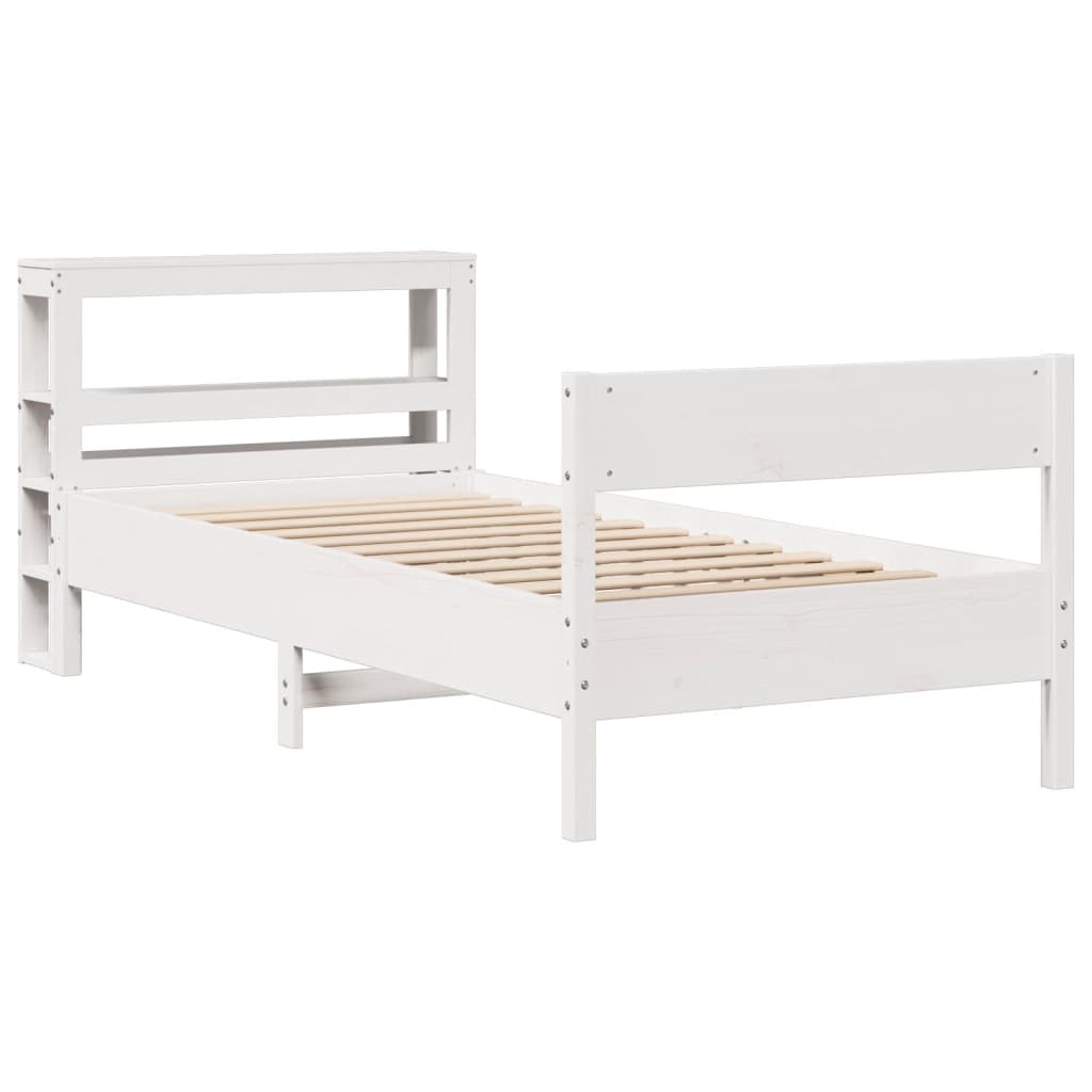 Letto senza Materasso Bianco 90x190 cm in Legno Massello Pino - homemem39