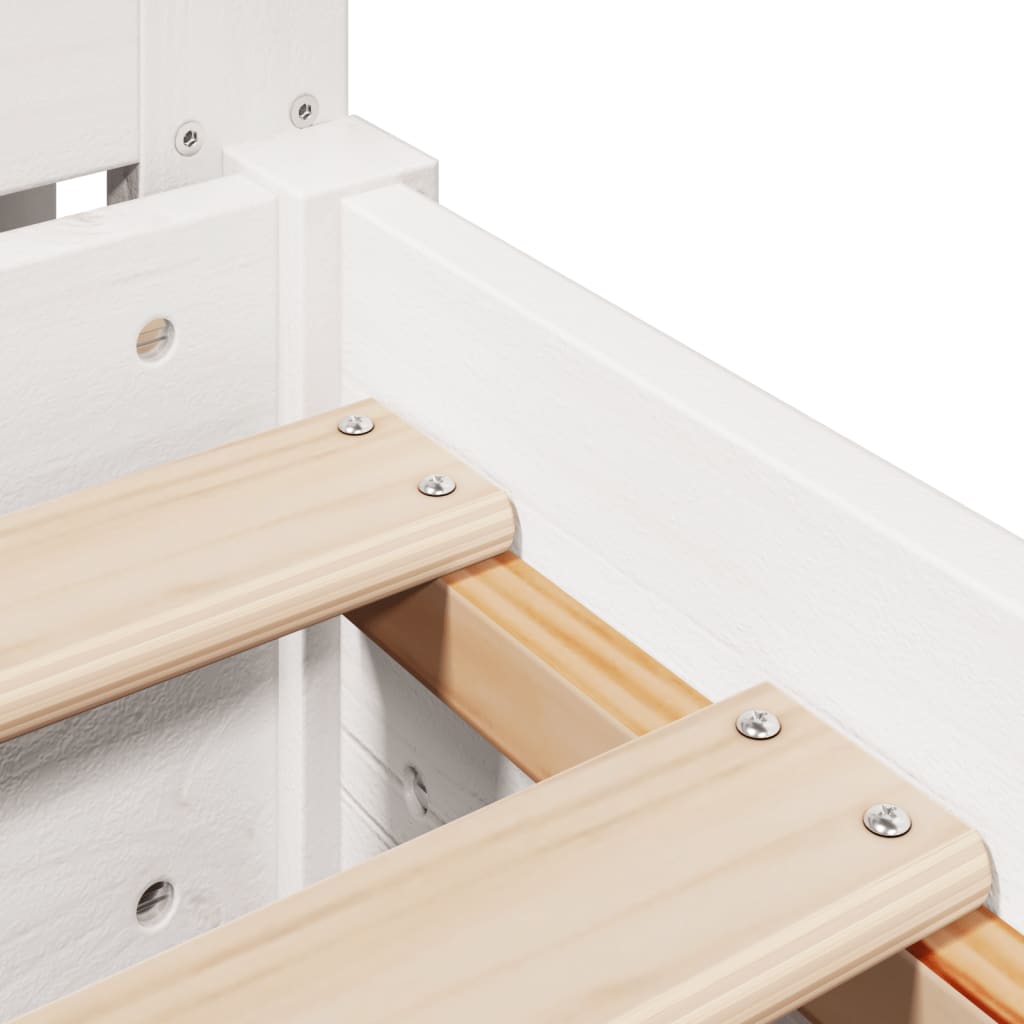 Letto senza Materasso Bianco 90x190 cm in Legno Massello Pino - homemem39