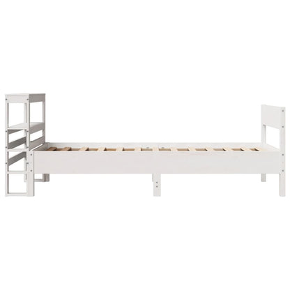 Letto senza Materasso Bianco 75x190 in Legno Massello di Pino - homemem39