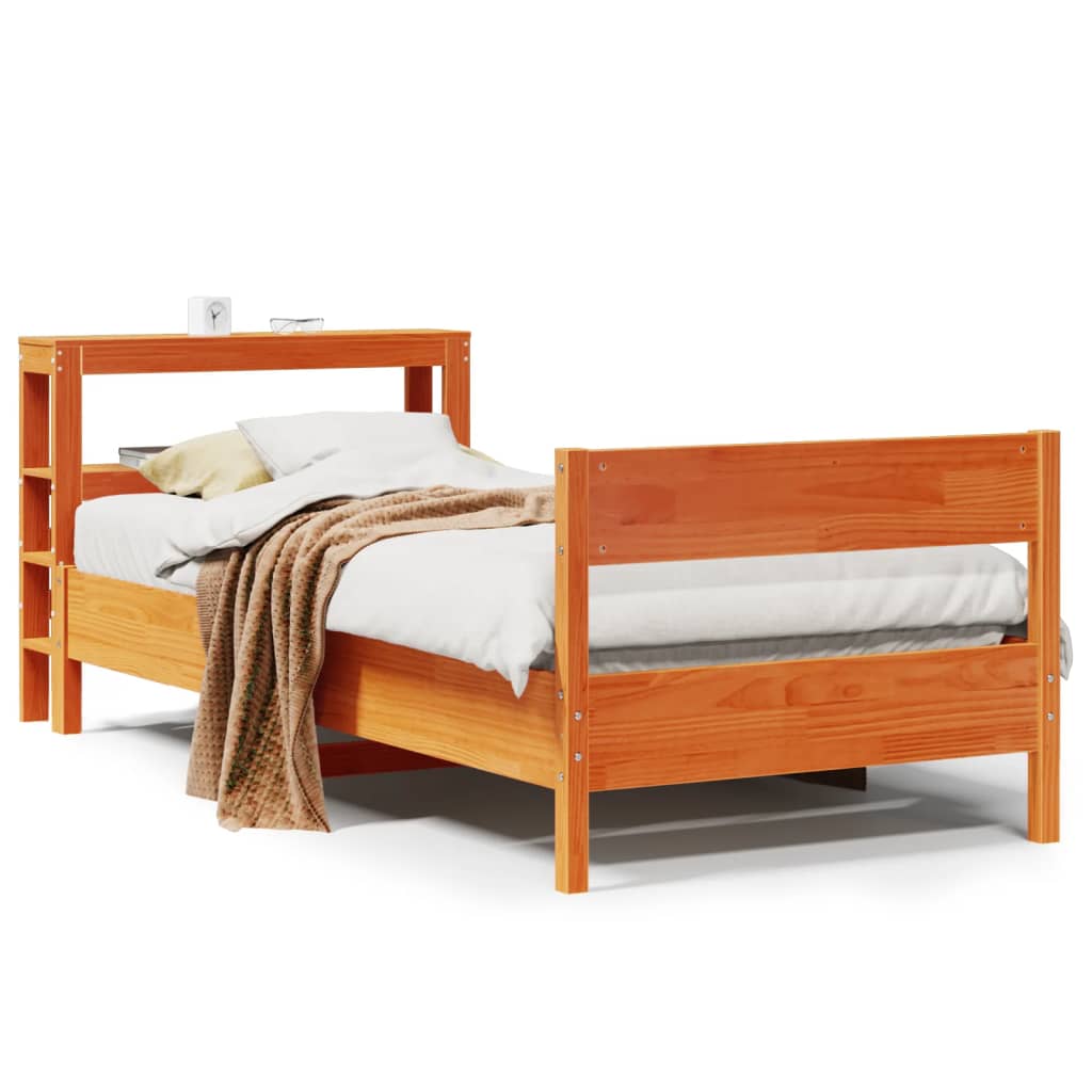 Letto senza Materasso Marrone Cera 75x190 cm in Legno di Pino | homemem39