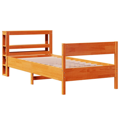 Letto senza Materasso Marrone Cera 75x190 cm in Legno di Pino | homemem39