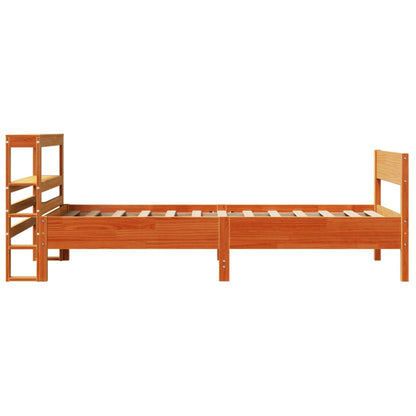 Letto senza Materasso Marrone Cera 75x190 cm in Legno di Pino | homemem39