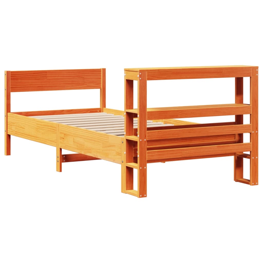 Letto senza Materasso Marrone Cera 75x190 cm in Legno di Pino | homemem39