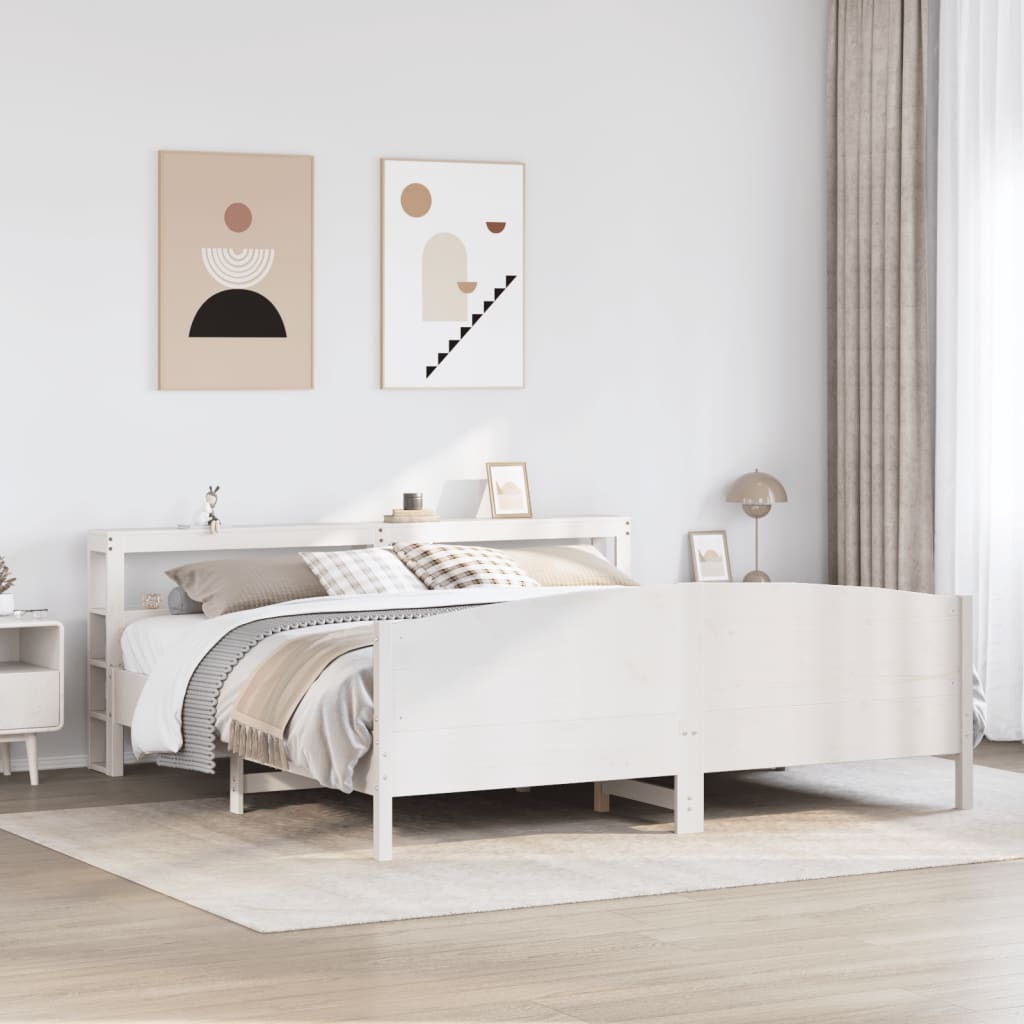 Letto senza Materasso Bianco 180x200 cm Legno Massello di Pino - homemem39