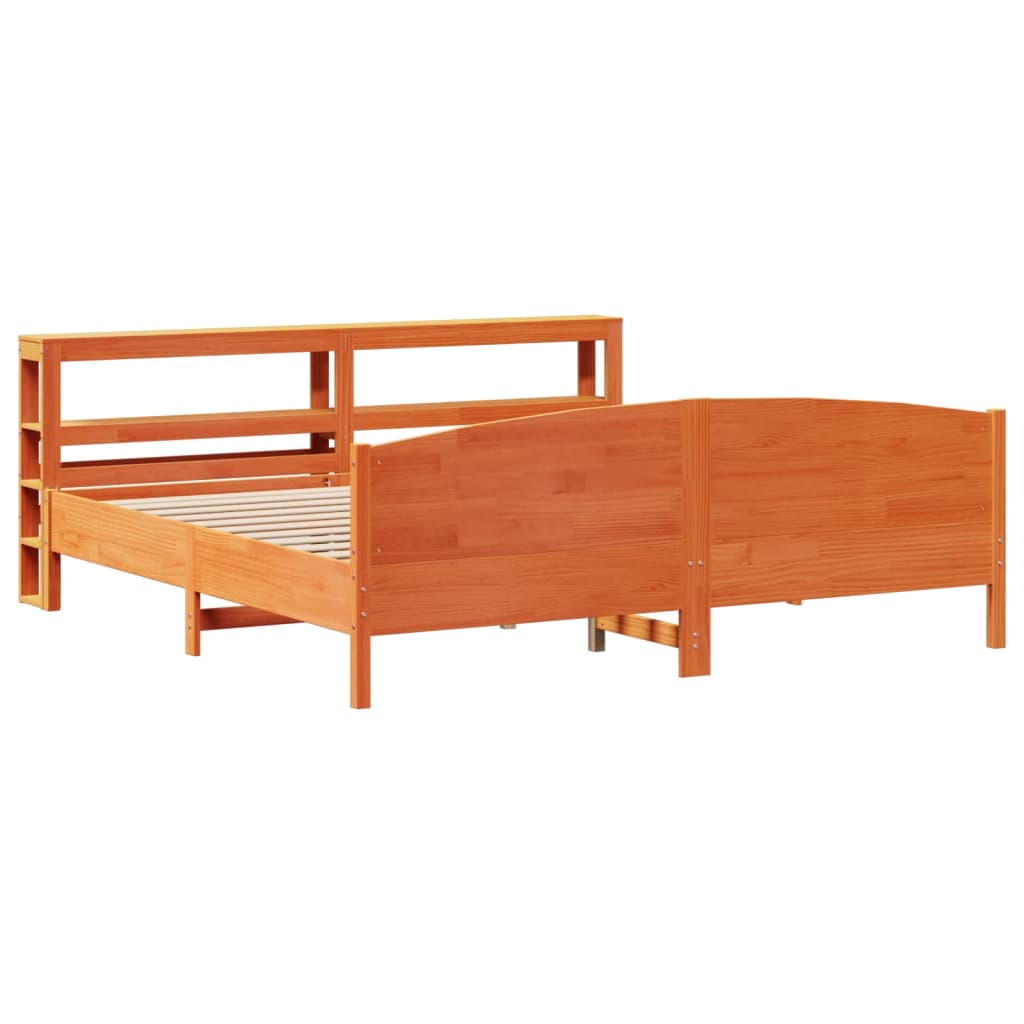 Letto senza Materasso Marrone Cera 180x200 cm in Legno di Pino - homemem39