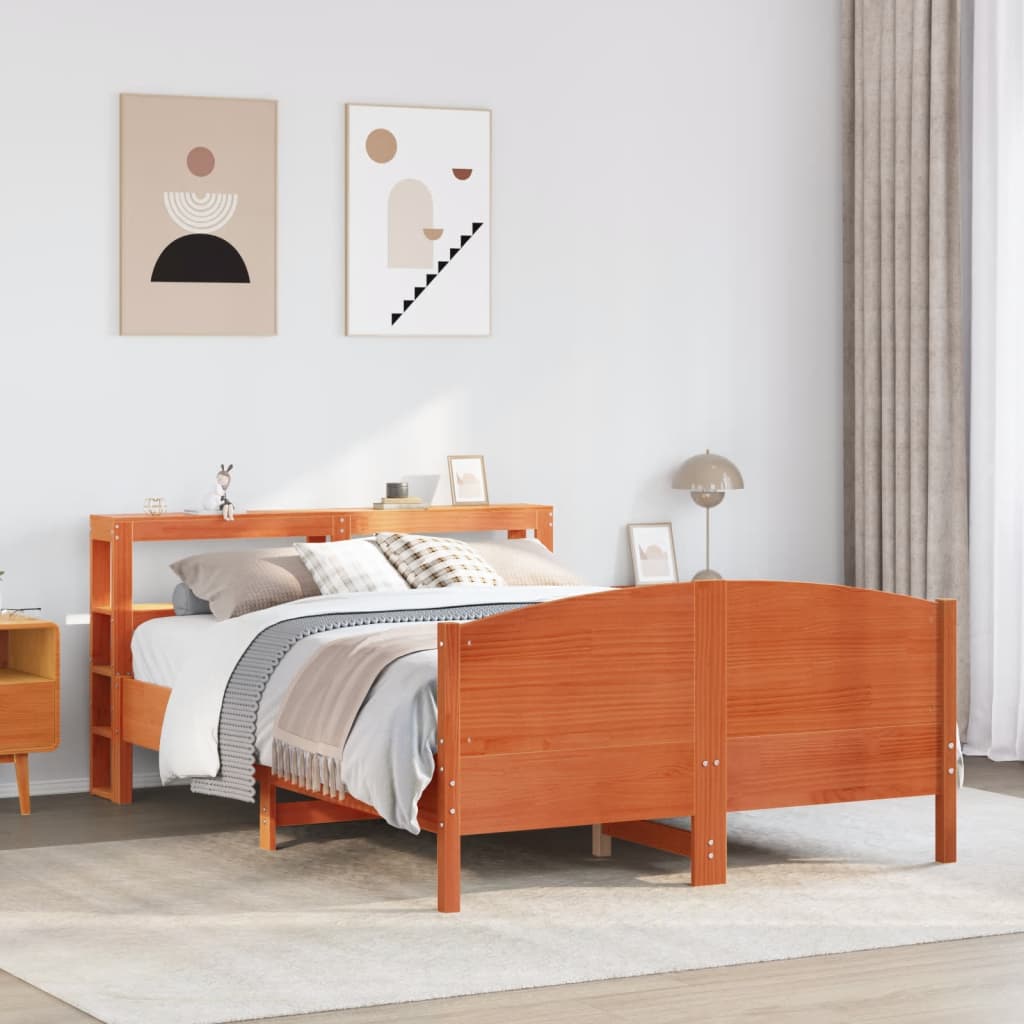 Letto senza Materasso Marrone Cera 150x200 cm in Legno di Pino - homemem39