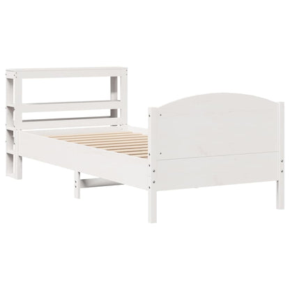 Letto senza Materasso Bianco 75x190 in Legno Massello di Pino - homemem39