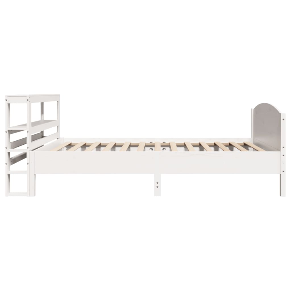 Letto senza Materasso Bianco 75x190 in Legno Massello di Pino - homemem39
