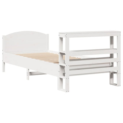 Letto senza Materasso Bianco 75x190 in Legno Massello di Pino - homemem39