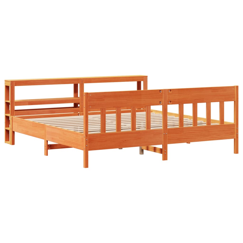 Letto senza Materasso Marrone Cera 200x200 cm in Legno di Pino - homemem39