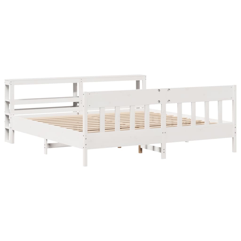 Letto senza Materasso Bianco 180x200 cm Legno Massello di Pino - homemem39