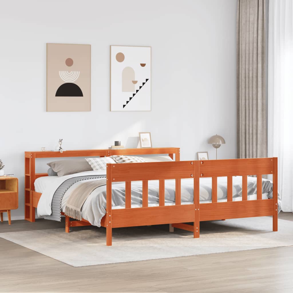 Letto senza Materasso Marrone Cera 180x200 cm in Legno di Pino - homemem39