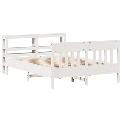 Letto senza Materasso Bianco 150x200 cm Legno Massello di Pino - homemem39
