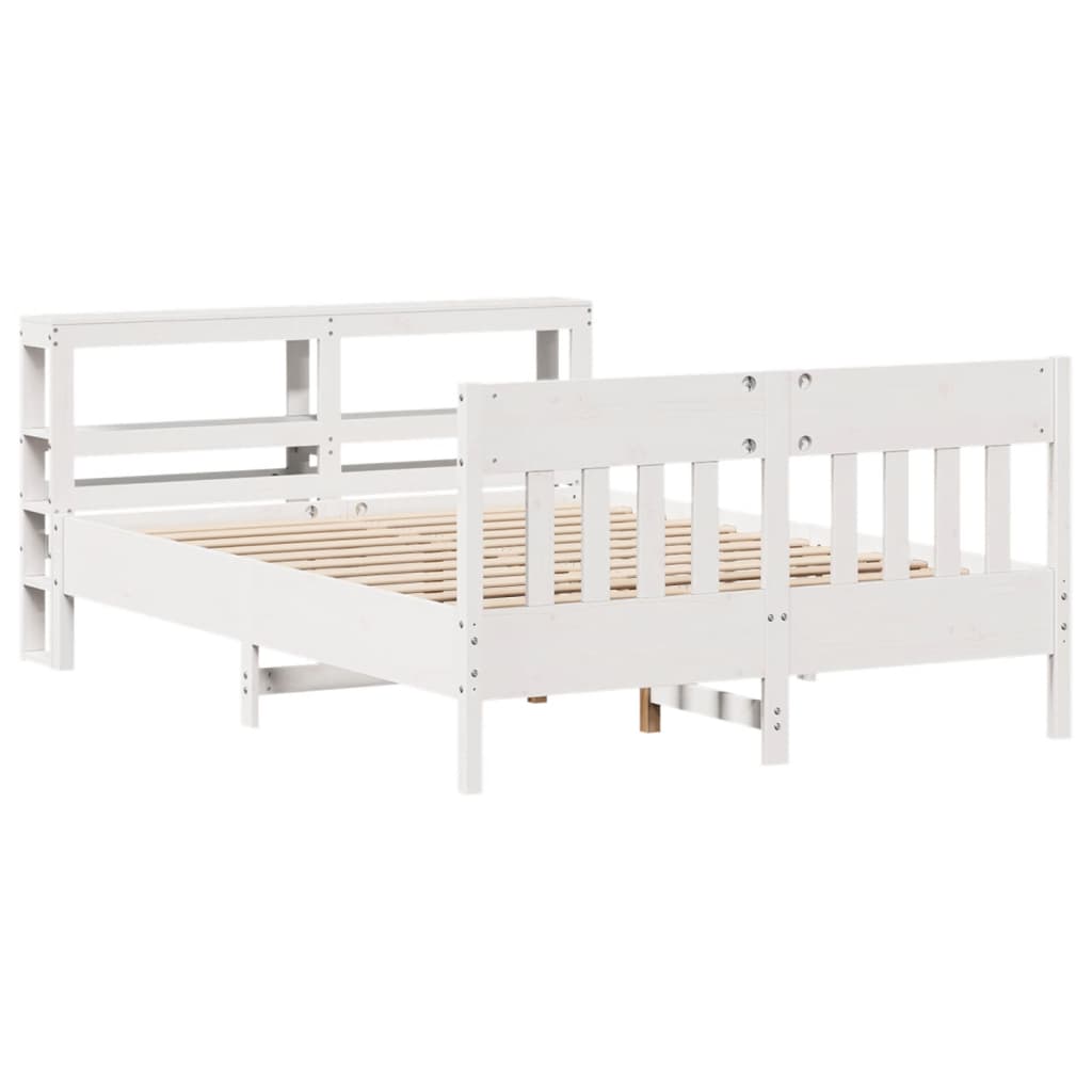 Letto senza Materasso Bianco 140x200 cm Legno Massello di Pino - homemem39