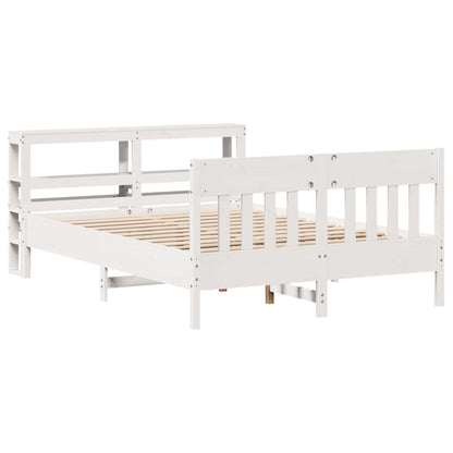 Letto senza Materasso Bianco 135x190 cm Legno Massello di Pino - homemem39